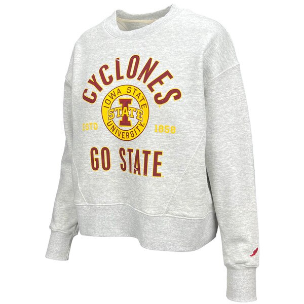 League Women's Cyclones GO STATE Gray Boxy Crewneck